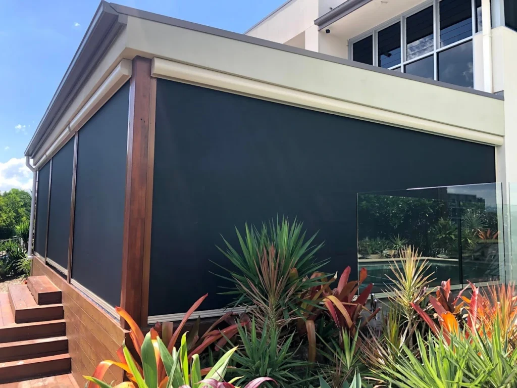 Outdoor roller blinds installed onto homes patio area