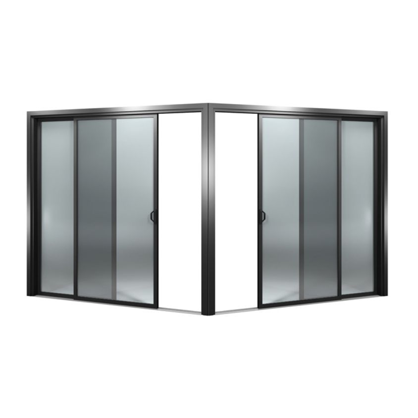 Corner sliding single door
