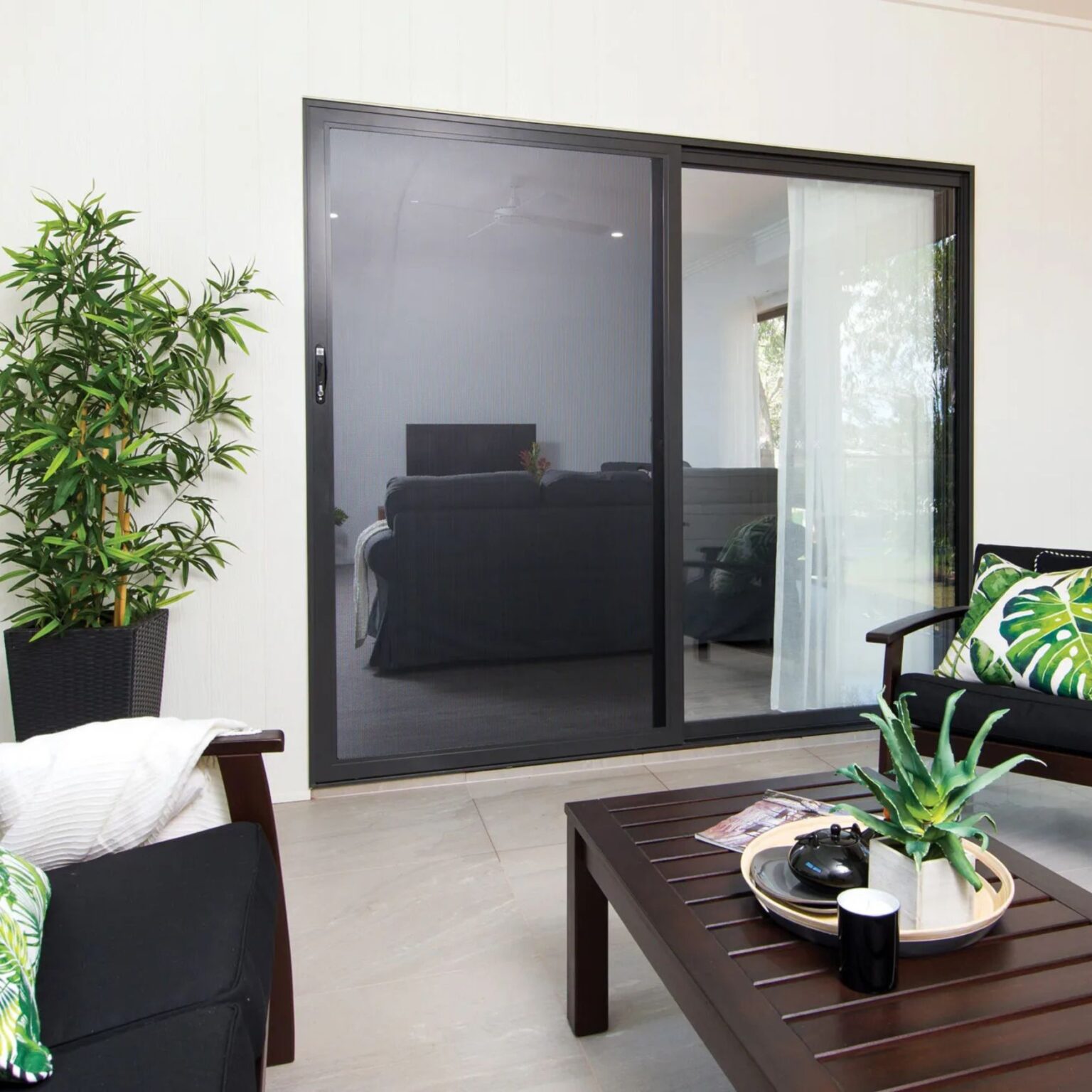 Protec sliding door on back of house