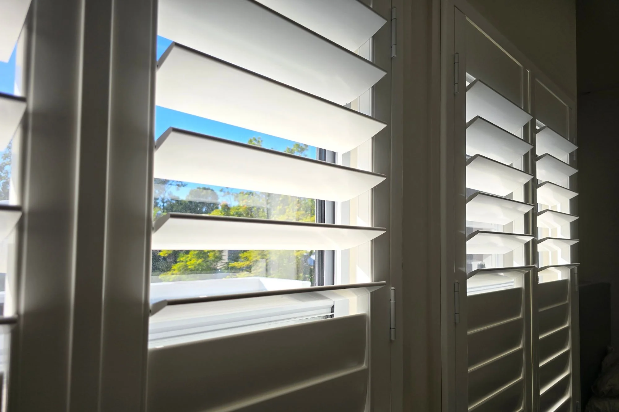 Close up of plantation shutters