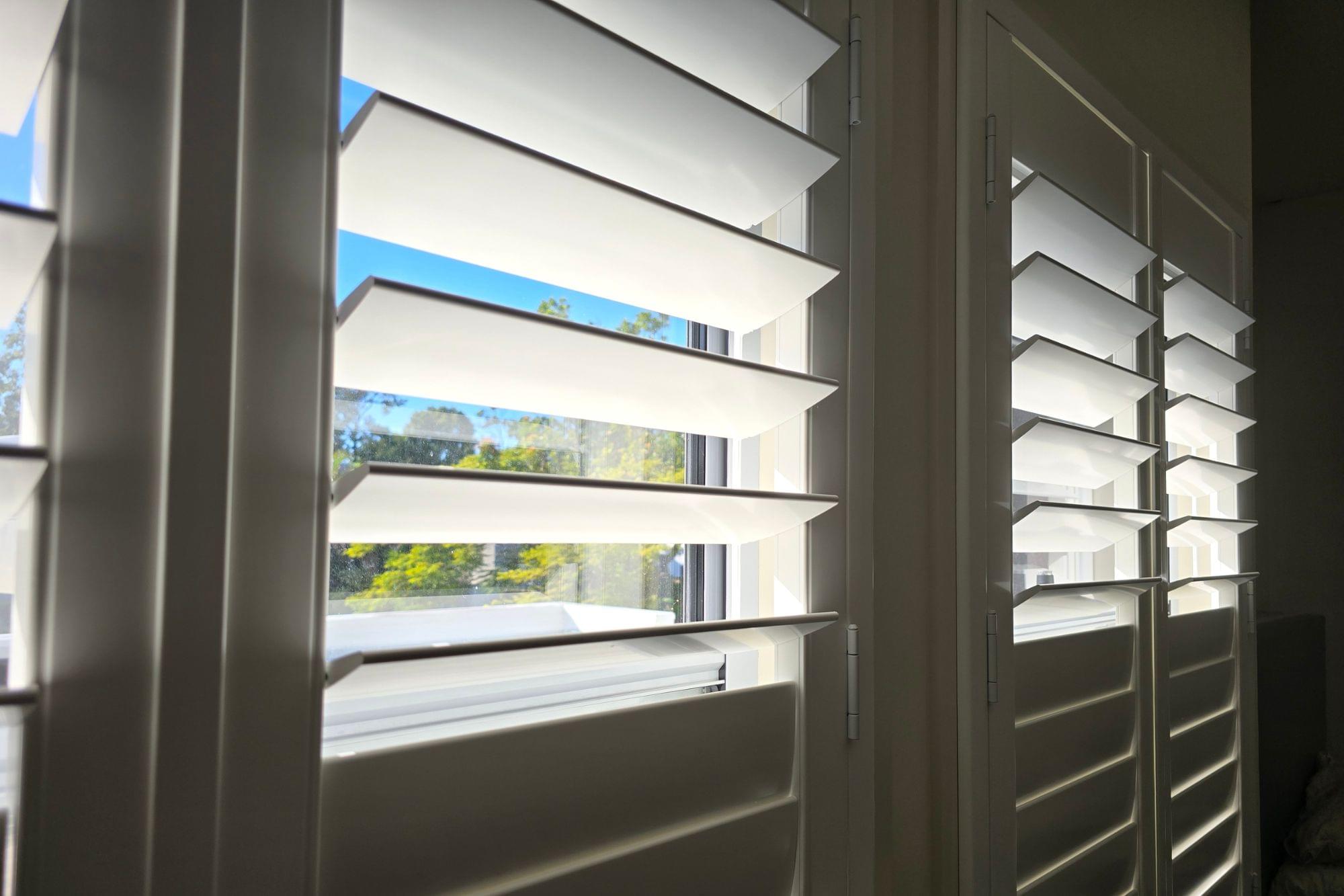 Close up of plantation shutters